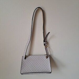 Michael Kors White Leather Crossbody Bag White and Gray